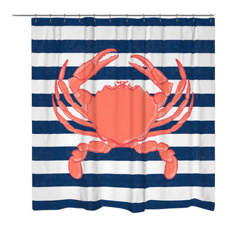 Laural Home Crab Stripe Shower Curtain - Beach Style - Shower Curtains - by Laural  Home