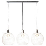 Harp and Finial - Luca Nickel Pendant Small Nickel Metal Clear Glass Globes - The Luca nickel pendant is a marvelous understated transitional island pendant with an ensemble of small clear glass globes. Each globe houses a single filament style bulb and is suspended using a brass metal cap piece. With its touch of vintage industrial flavor, it's the perfect way to give life to loft countertops, kitchen islands, bars, and more.