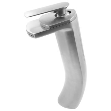 Cascade Single Lever Waterfall Vessel Faucet, Brushed Nickel