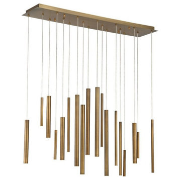 Contemporary 18-Light Linear LED Chandelier Metal Extruded Tubes - Cylinder