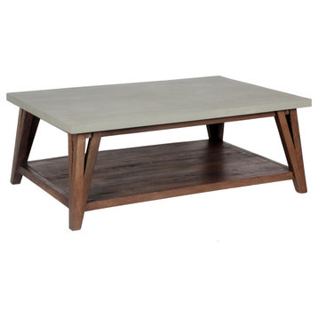 Alaterre Furniture Brookside 48" Wood with Concrete-Coating Coffee Table