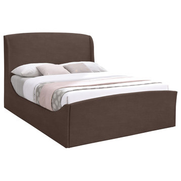 Tess Velvet Upholstered King Bed, Brown, King