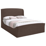 Meridian Furniture - Tess Velvet Upholstered King Bed, Brown, King - Snuggle up in sophisticated style when you bring home this brown Tess king-sized bed. This bed checks all the boxes when it comes to elegance and refined living, with its soft beige velvet fabric upholstery and curvy shape. A tall headboard gives the bed a commanding presence in your room, ensuring it's the center of attention.