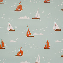 Boats Teal Roller blind fabric - Roller Shades
