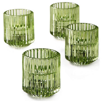 Ribbed Glass Votive Holder, 2.25" Green - Set of 32