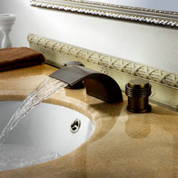 Oil Rubbed Bronze Bathroom Sink Faucet Double Handles Three Holes T6040 - Bathroom Sink Faucets