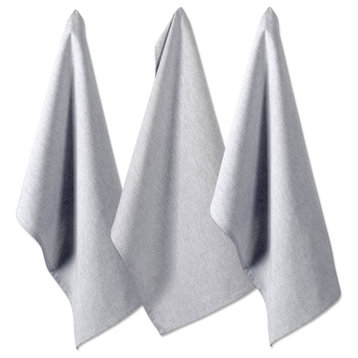 DII Gray Solid Chambray Dishtowel, Set of 3
