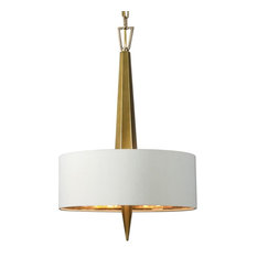 Modern Gold 3-Light Chandelier, Contemporary Beige White Shade