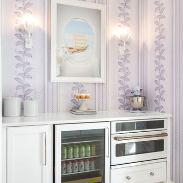 Beautiful White Kitchen with Purple Butlers Pantry