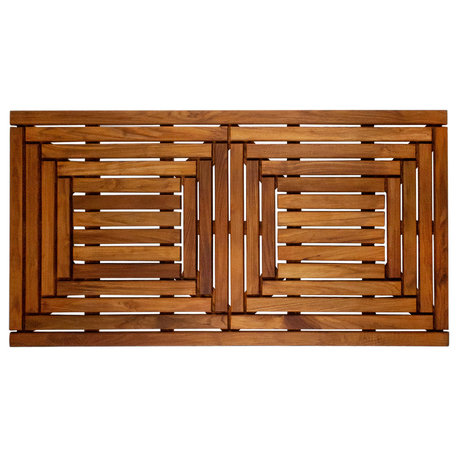 Nordic Style Oiled Teak Double Framed Shower/Bath Mat 39"x19"