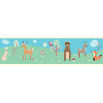 GB90031 Forest Animals Peel and Stick Wallpaper Border 10in Height x 15ft