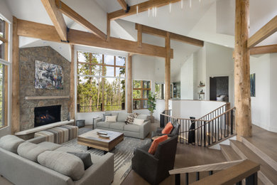 Example of a trendy living room design in Denver