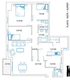 Ayuda distribución piso de 100m2 útil