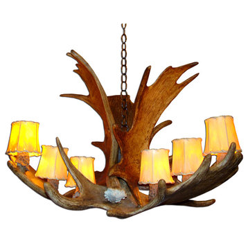 Real Shed Antler Moose Single Tier Chandelier, Small, No Shades