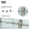 VIGO 36"x36" Frameless 3/8" Shower With Left Base, Stainless Steel