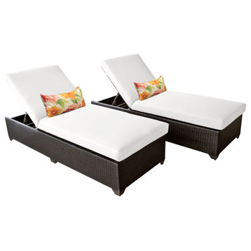 Belle Chaise Set of 2 Wicker Patio Furniture Sail White