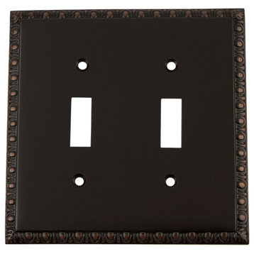 NW Egg & Dart Switch Plate With Double Toggle, Timeless Bronze