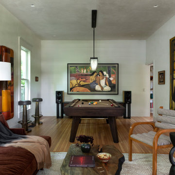 West 9th Billiards Living Room with Custom Frame TV