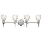 Kichler - Bath 4-Light - An updated twist on a popular vanity lighting style, this Greenbrier collection 4 light bath light's teardrop-shaped shades feature clear seeded glass for added visual interest. Tailored and subtly detailed arms in a brilliant Chrome finish bring a sophisticated feel.