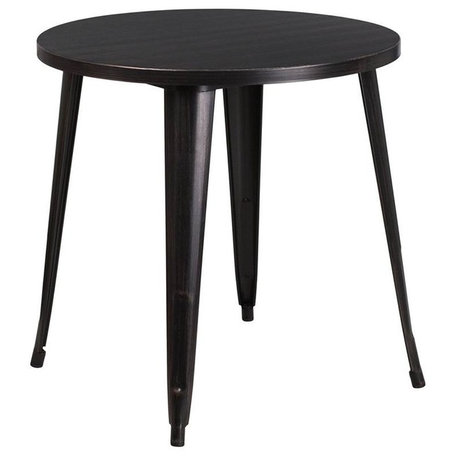 30" Round Black-Antique Gold Metal Indoor-Outdoor Table