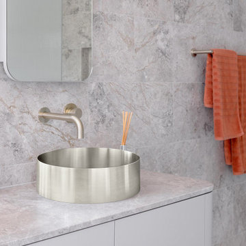 Meir | Lavello Round Steel Bathroom Basin 380 x 110 - PVD Brushed Nickel