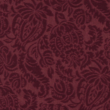 Burgundy Large Scale Floral Woven Matelasse Upholstery Grade Fabric By The Yard