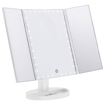 Touch Trifold XL Dimmable LED Makeup Mirror, White