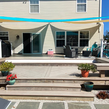 Custom two-level composite deck