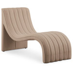 Meridian Furniture - Orian Teddy Fabric Upholstered Chaise, Beige - Sit down and get comfy on this Orian teddy fabric chaise. The super soft beige faux shearling teddy fabric is welcoming to the skin and feels great to the touch, so lounging and nap time is always an experience in luxury. The deep channel tufting adds to the overall aesthetic appeal of this lounge chair while also giving it a resilient quality, so it lasts and lasts. The curved design is both elegant and modern, making the chaise a good fit in nearly any contemporary setting.