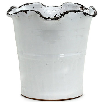 SCAVO GIARDINI-GARDEN Extra Large Planter Vase With fluted rim WHITE