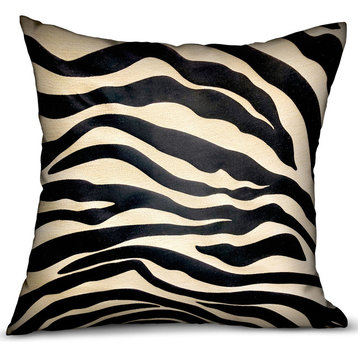 Black Zebra Black Animal Motif Luxury Throw Pillow Double Sided, 20"x30" Queen