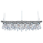 Michael McHale Designs - Industrial Banqueting Linear Suspension Chandelier - Once featured in the New York Times, this signature fixture remains as classic as it was when first debuted. The Industrial Banqueting Linear Suspension Chandelier features 12 E26 porcelain sockets behind curtains of super-fancy crystal strands. The orderly array of crystals, lights, and industrial fittings is itself a masterclass in contrast. This unique chandelier has enough depth to perfectly fill the airspace above dining room tables and kitchen islands.