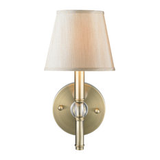 Waverly Sconce, Aged Brass With Groom Shade, Aged Brass, Parchment