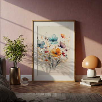 Floral Still Life Digital Watercolor Painting Wall Art Prints