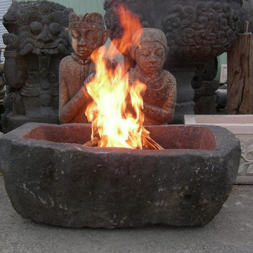 Hand Carved Lava Stone Fire Pit