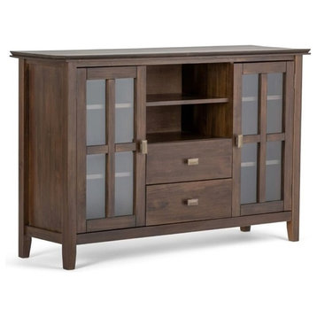 Bowery Hill Transitional Wood TV Stand for TVs up to 53" in Natural Aged Brown
