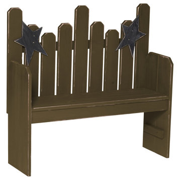 Farmhouse Pine Star Back Bench, Olive Green