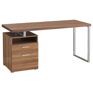 Contemporary Industrial Desk, Left/Right Set Up With Storage Drawers, Walnut