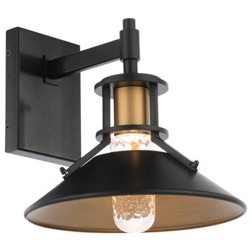 Sleepless LED Indoor and Outdoor Wall Light 3000K, Black With Aged Brass, 11"
