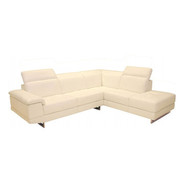Modern Ivory Leather Sectional Sofa
