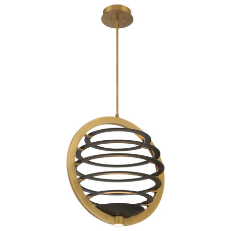 Medium LED Chandelier, Brass/Black