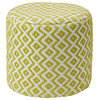 Vibe Living Osbourne Indoor/Outdoor Chevron Cylinder Pouf, Chartreuse/Ivory, 16"x16"x16"