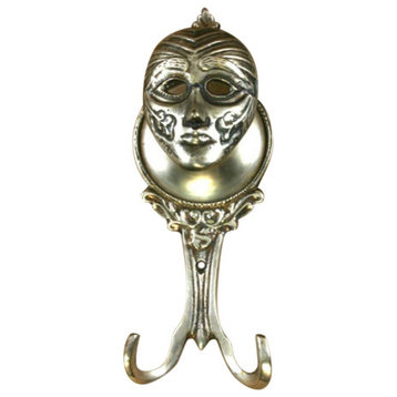 Mask Wall Hook Antique Silver