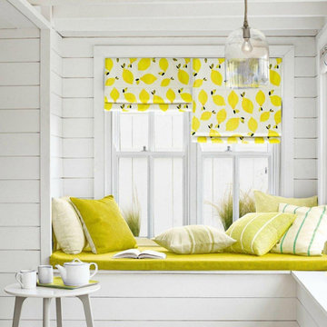 Lemon Quick Fix Washable Flat Fold Roman Shades, Window Blinds
