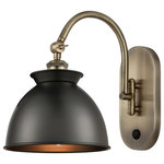 Innovations Lighting - Adirondack Sconce, Antique Brass, Matte Black, Incandescent - A truly dynamic fixture, the Ballston fits seamlessly amidst most decor styles. Its sleek design and vast offering of finishes and shade options makes the Ballston an easy choice for all homes.