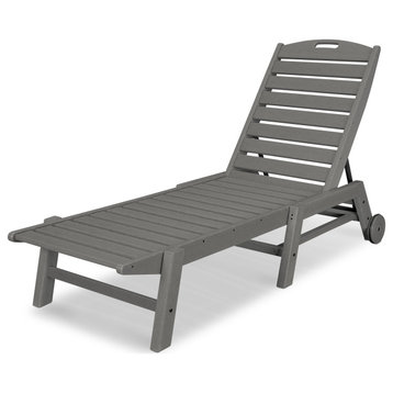 Polywood Nautical Chaise With Wheels, Slate Gray