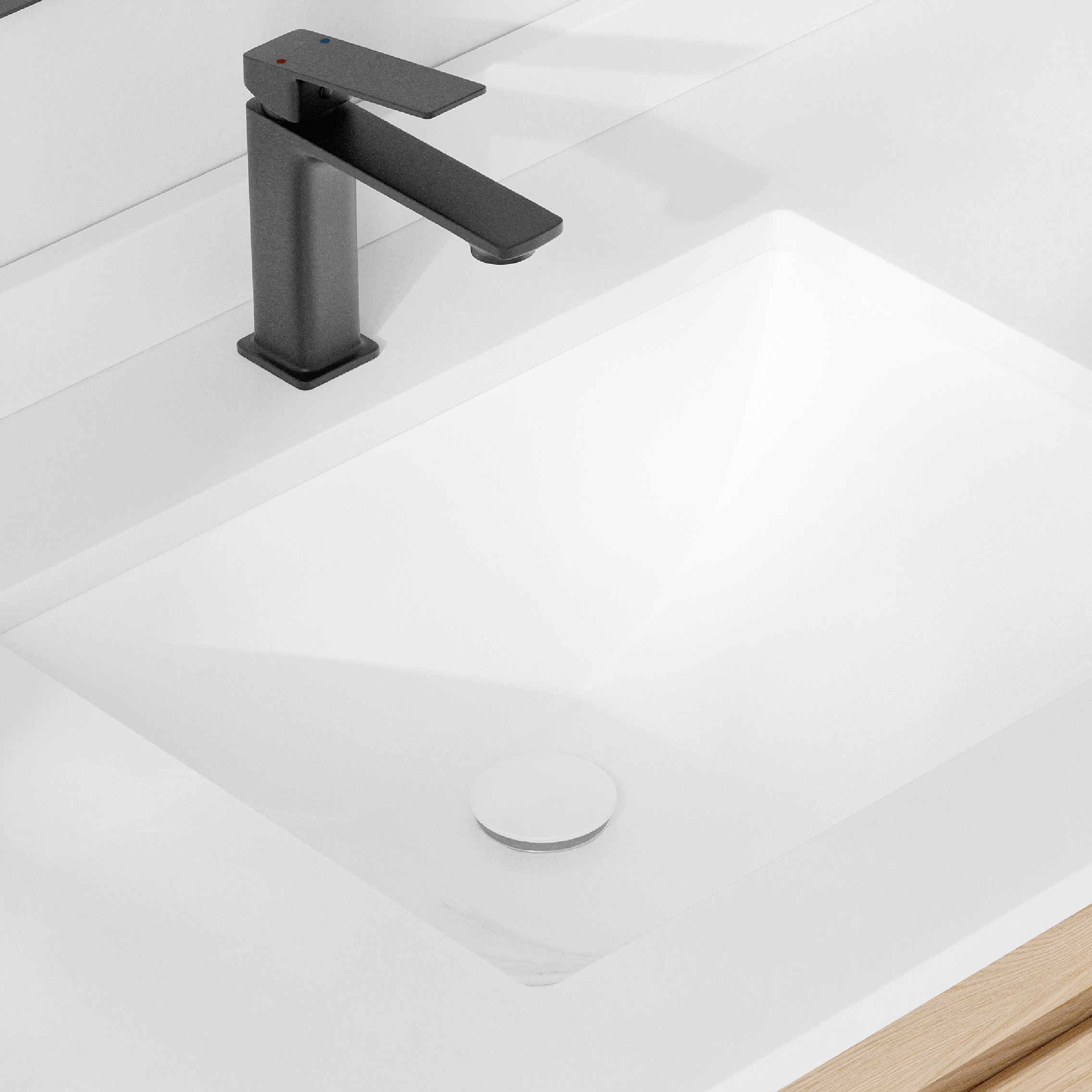 STYLISH Undermount Sink Pop-Up Drain with white ceramic cap with overflow