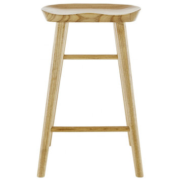 26" Light Natural Brown Solid Wood Counter Stool