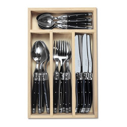 Laguiole Cutlery Set Of 24 - Black - Cutlery Sets