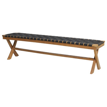 Angie Outdoor Acacia Wood Bench With Rope Seating